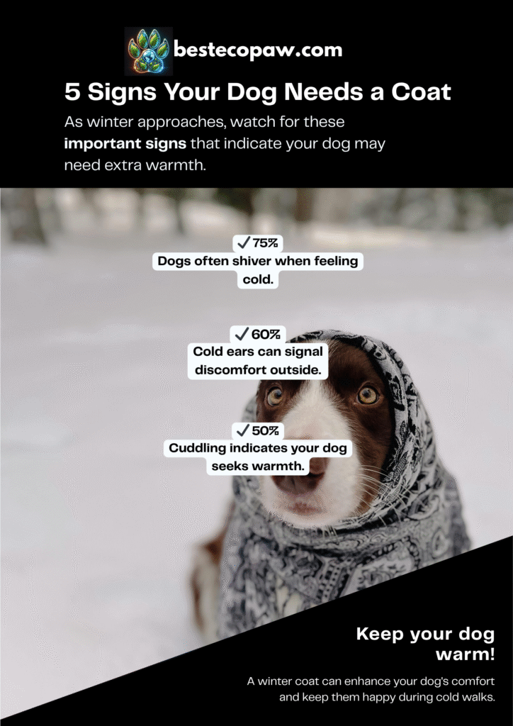 Buy This RC Pet Shasta Dog Coat for Cold Walks |Just $30 13 Infographic showing 5 signs indicating when a dog needs a coat for warmth and protection from cold weather.