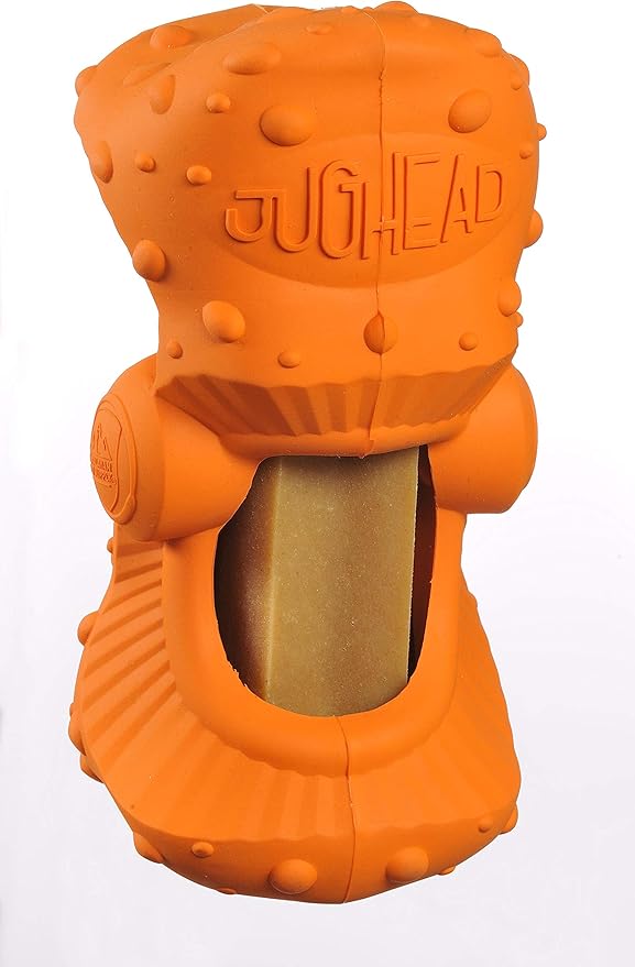 5 Best Safe Chews Bones for Dogs Under $40 20 An orange dog toy featuring a hole in the center, designed for interactive play and chewing.