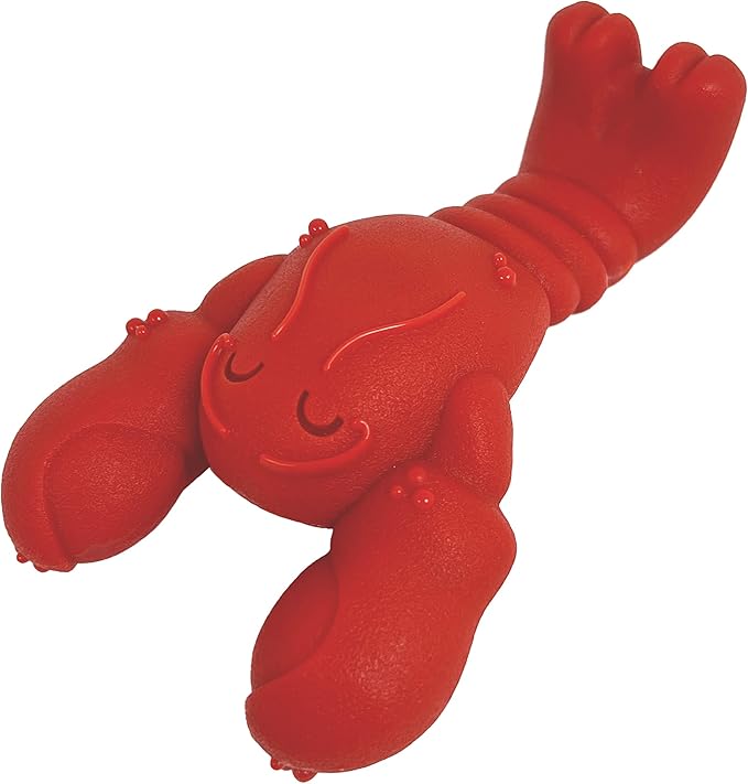 5 Best Safe Chews Bones for Dogs Under $40 18 A red lobster toy resting on its side, showcasing its detailed claws and textured shell.